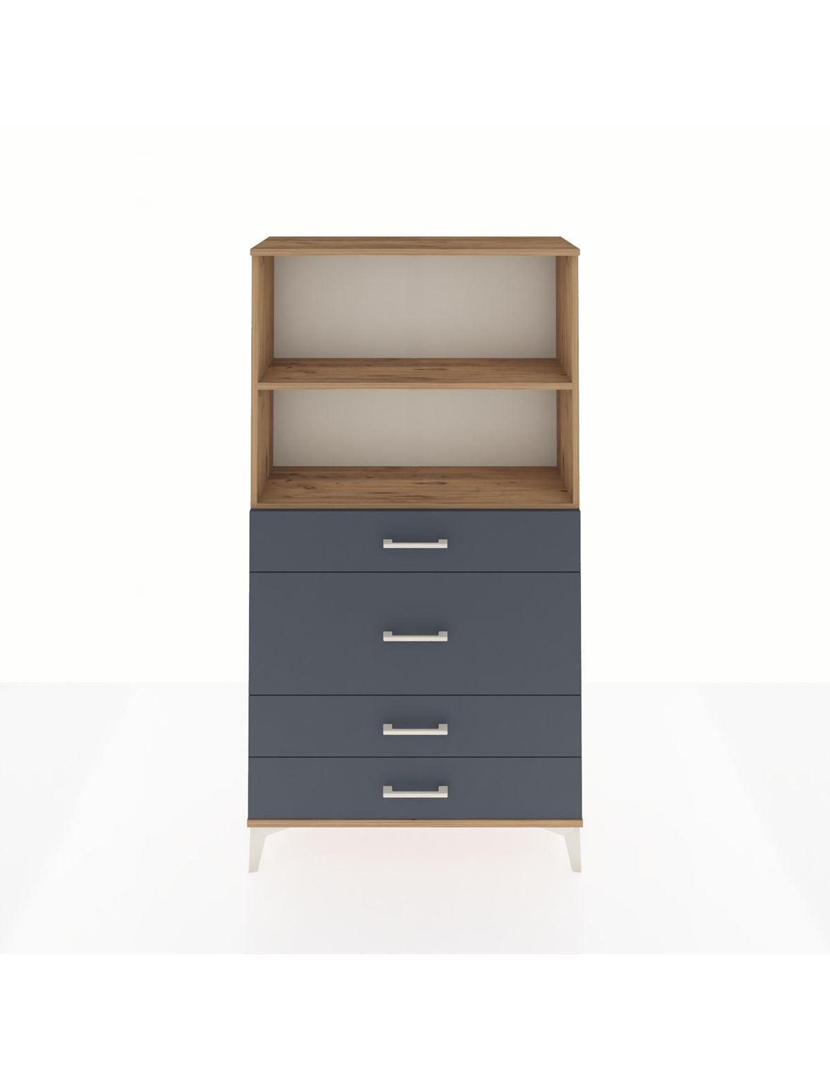 Arges Dolap 2 Raflı 4 Çekmeceli 88x30x163 Çam-Antrasit