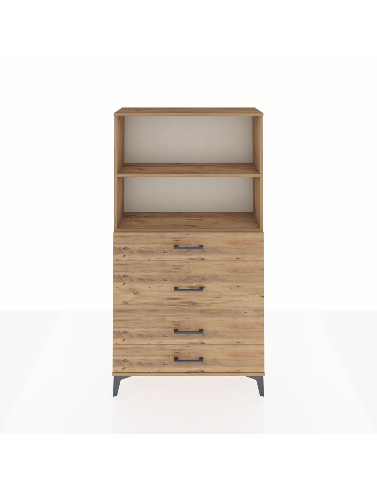 Arges Dolap 2 Raflı 4 Çekmeceli 88x30x163 Çam-Çam