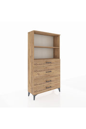 Arges Dolap 2 Raflı 4 Çekmeceli 88x30x163 Çam-Çam