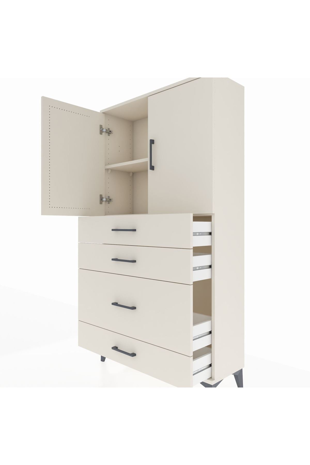 Arges Dolap 2 Raflı 4 Çekmeceli 2 Kapaklı 88x30x163 Aytaşı-Aytaşı