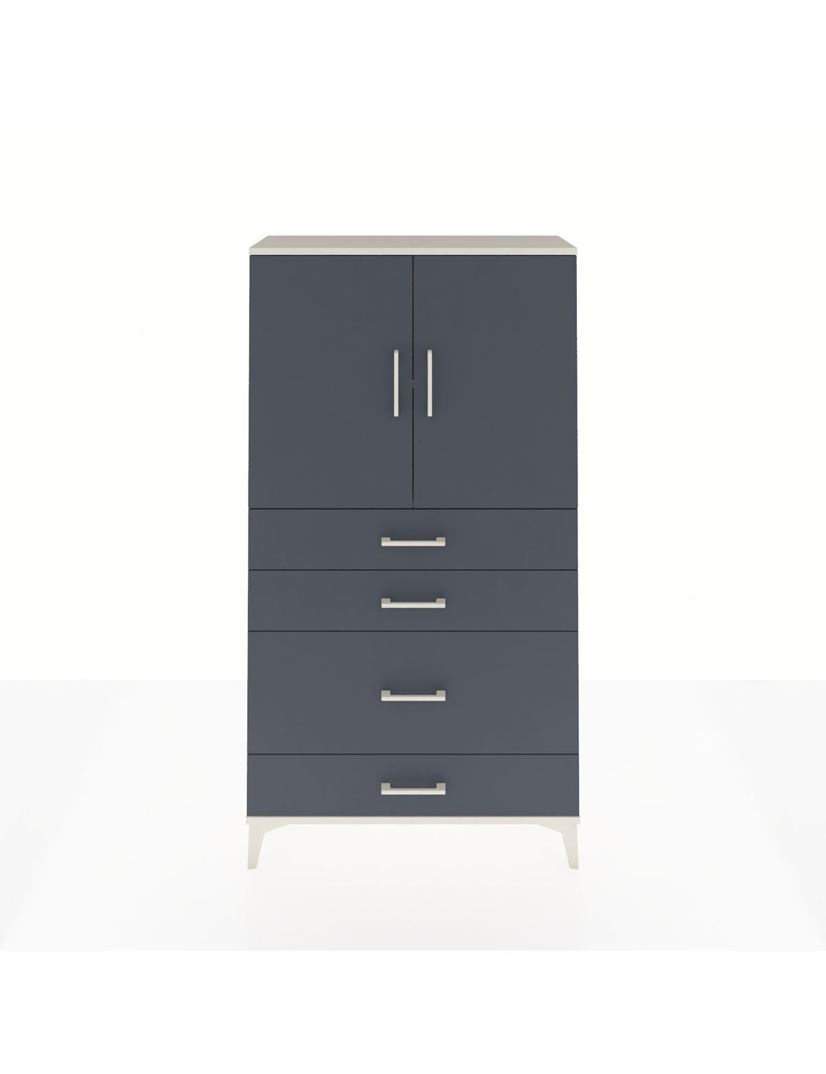 Arges Dolap 2 Raflı 4 Çekmeceli 2 Kapaklı 88x30x163 Aytaşı-Antrasit