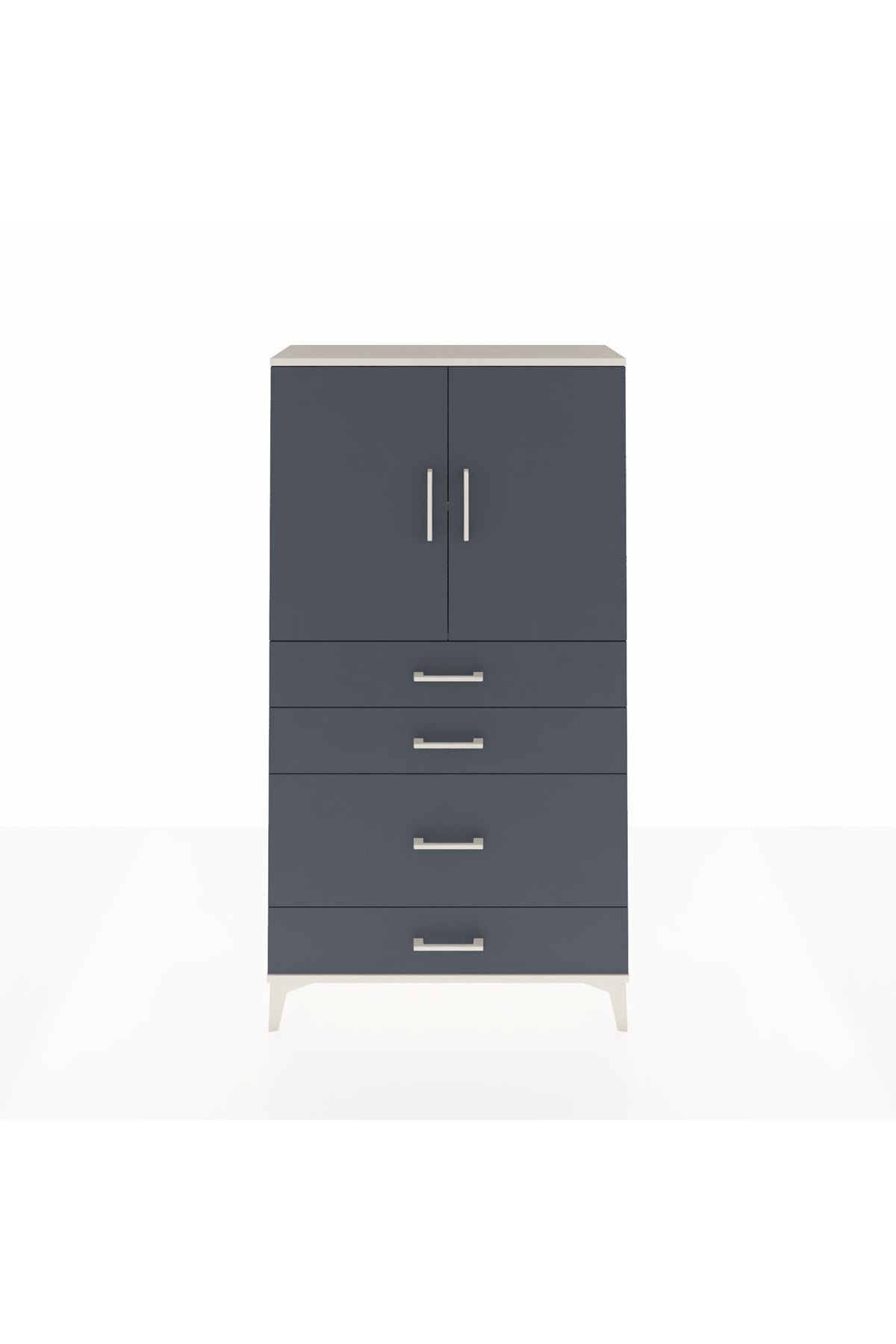 Arges Dolap 2 Raflı 4 Çekmeceli 2 Kapaklı 88x30x163 Aytaşı-Antrasit