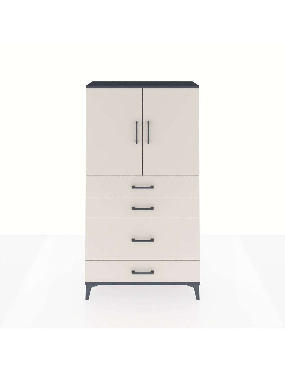 Arges Dolap 2 Raflı 4 Çekmeceli 2 Kapaklı 88x30x163 Antrasit-Aytaşı