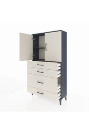 Arges Dolap 2 Raflı 4 Çekmeceli 2 Kapaklı 88x30x163 Antrasit-Aytaşı
