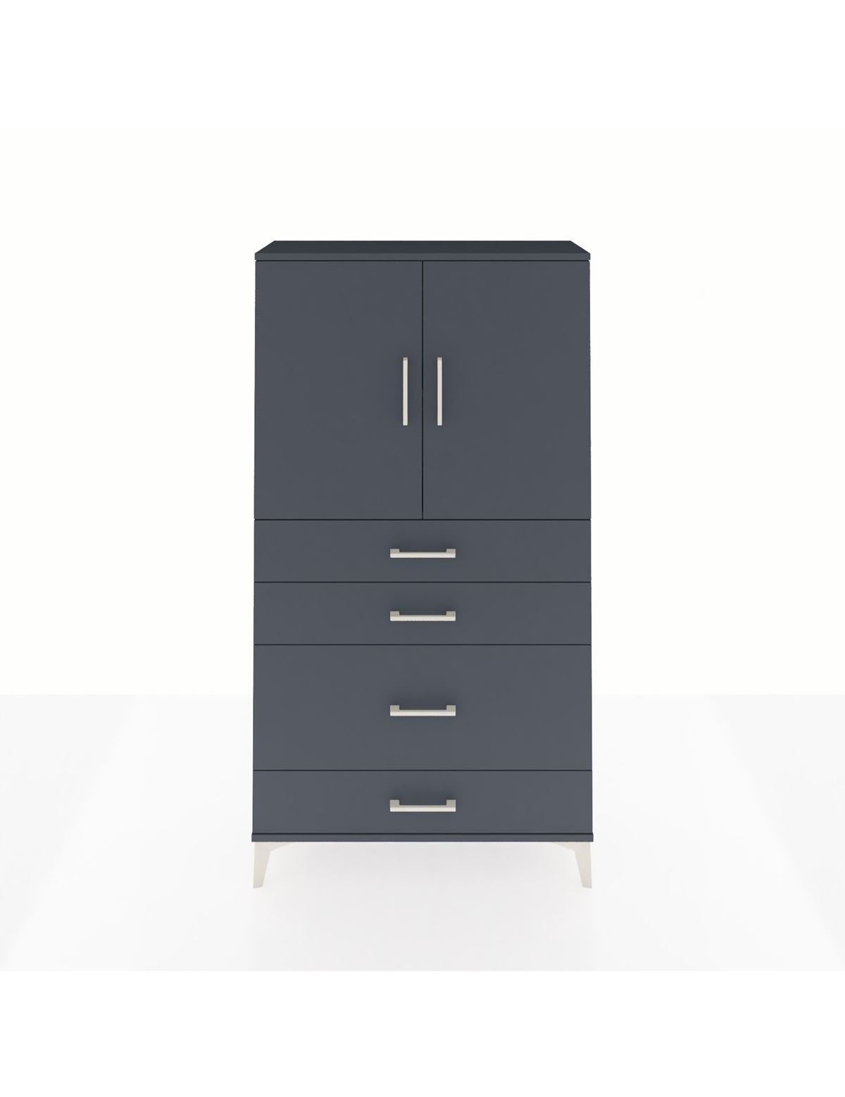 Arges Dolap 2 Raflı 4 Çekmeceli 2 Kapaklı 88x30x163 Antrasit-Antrasit