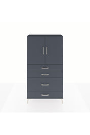 Arges Dolap 2 Raflı 4 Çekmeceli 2 Kapaklı 88x30x163 Antrasit-Antrasit