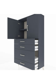 Arges Dolap 2 Raflı 4 Çekmeceli 2 Kapaklı 88x30x163 Antrasit-Antrasit