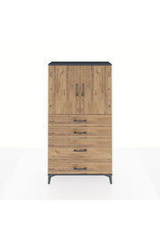 Arges Dolap 2 Raflı 4 Çekmeceli 2 Kapaklı 88x30x163 Antrasit-Çam