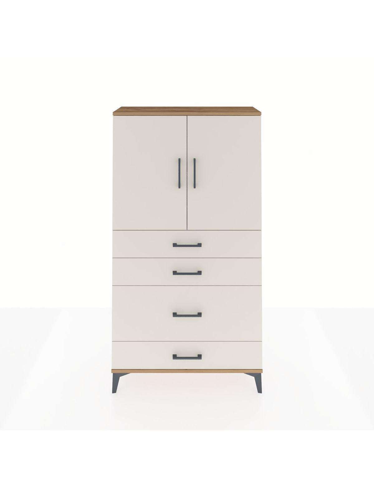 Arges Dolap 2 Raflı 4 Çekmeceli 2 Kapaklı 88x30x163 Çam-Aytaşı