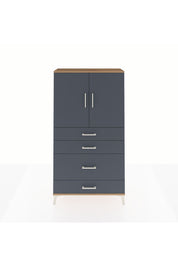 Arges Dolap 2 Raflı 4 Çekmeceli 2 Kapaklı 88x30x163 Çam-Antrasit