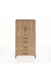 Arges Dolap 2 Raflı 4 Çekmeceli 2 Kapaklı 88x30x163 Çam-Çam