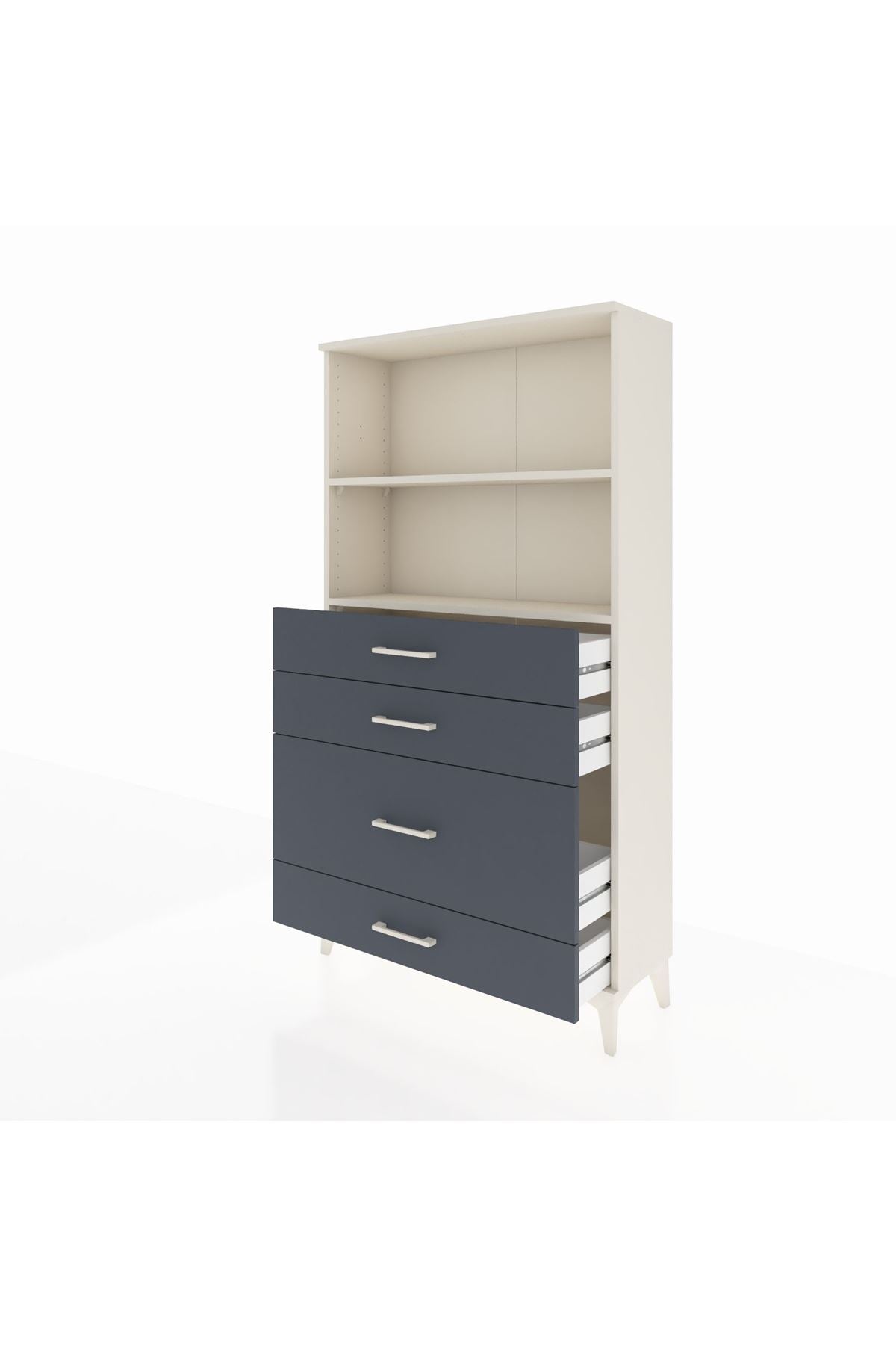 Arges Dolap 2 Raflı 4 Çekmeceli 88x30x163 Aytaşı-Antrasit