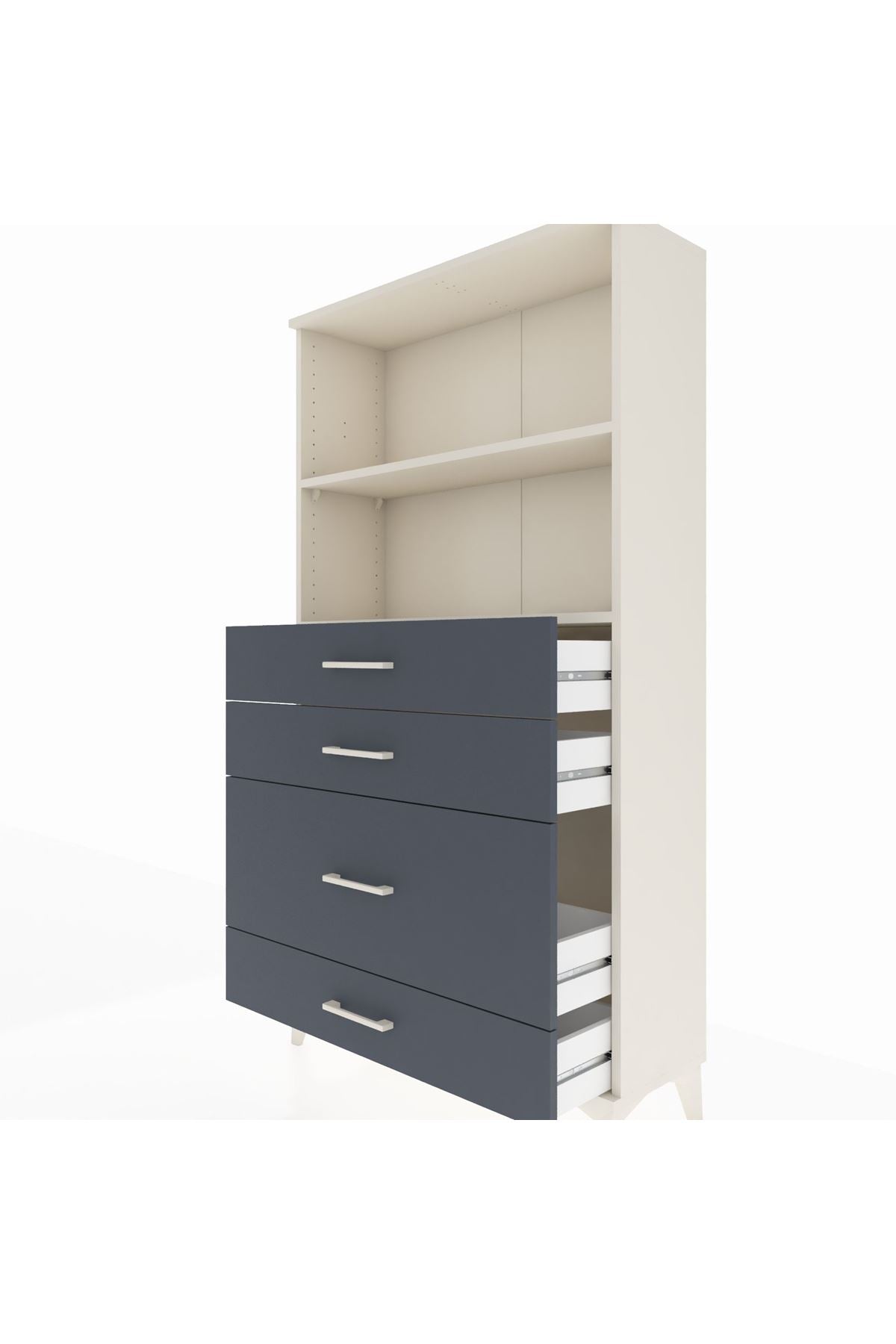 Arges Dolap 2 Raflı 4 Çekmeceli 88x30x163 Aytaşı-Antrasit