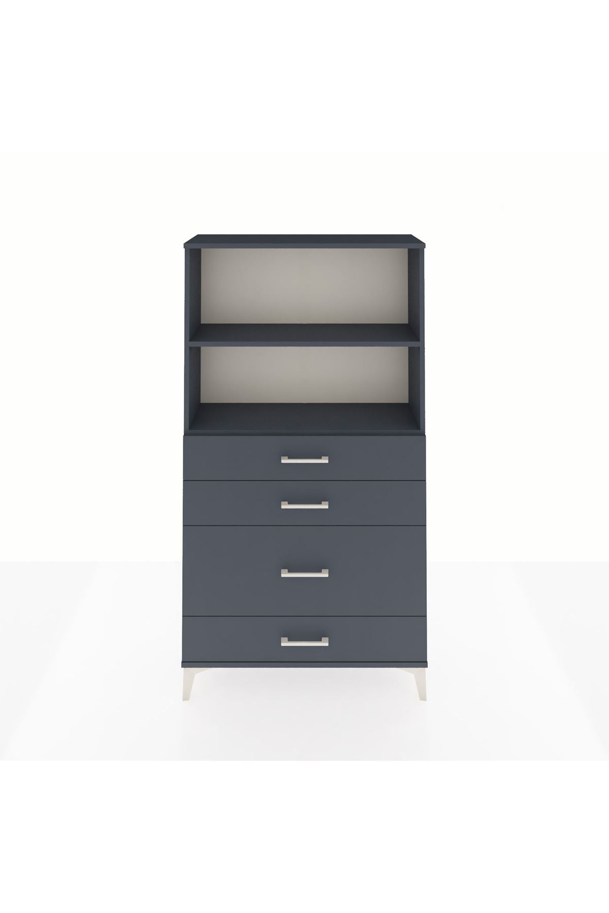 Arges Dolap 2 Raflı 4 Çekmeceli 88x30x163 Antrasit-Antrasit