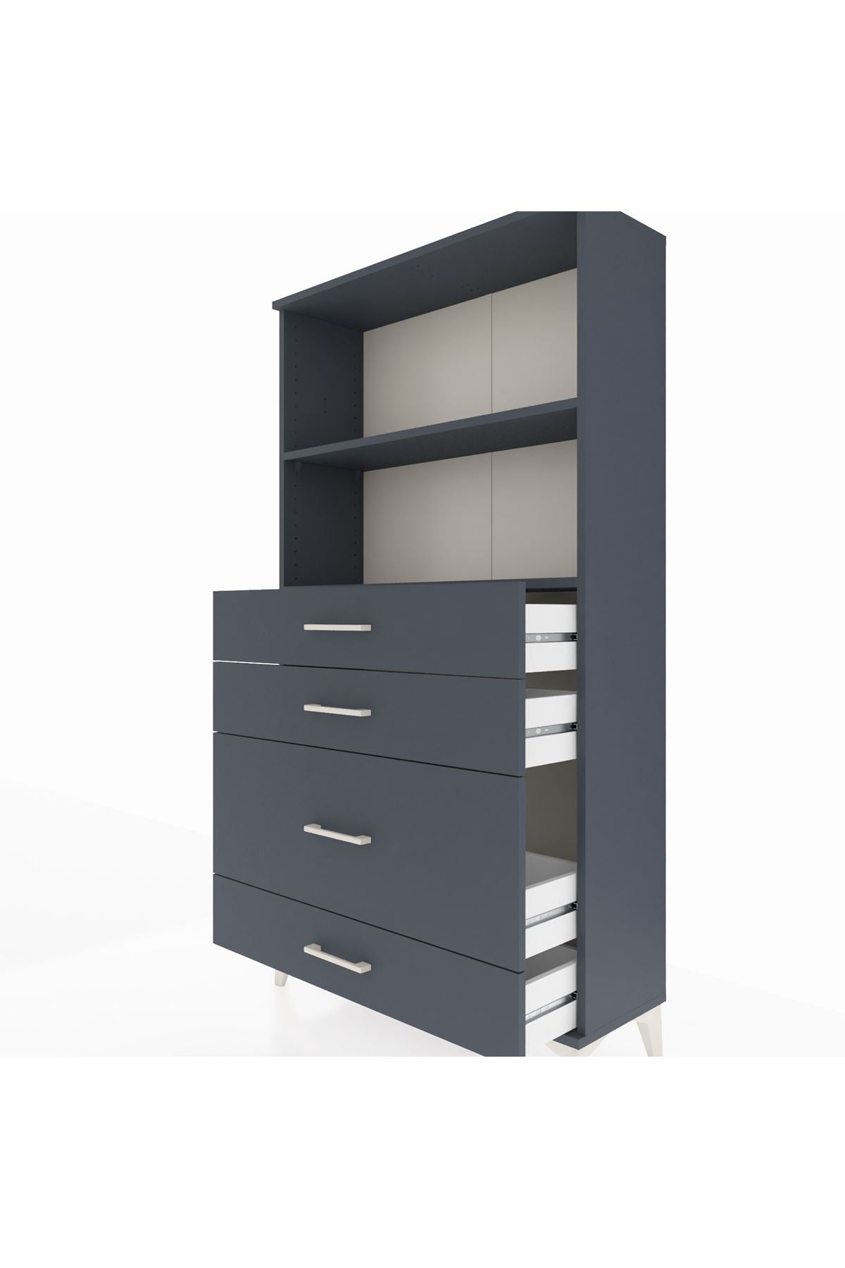 Arges Dolap 2 Raflı 4 Çekmeceli 88x30x163 Antrasit-Antrasit