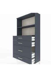 Arges Dolap 2 Raflı 4 Çekmeceli 88x30x163 Antrasit-Antrasit