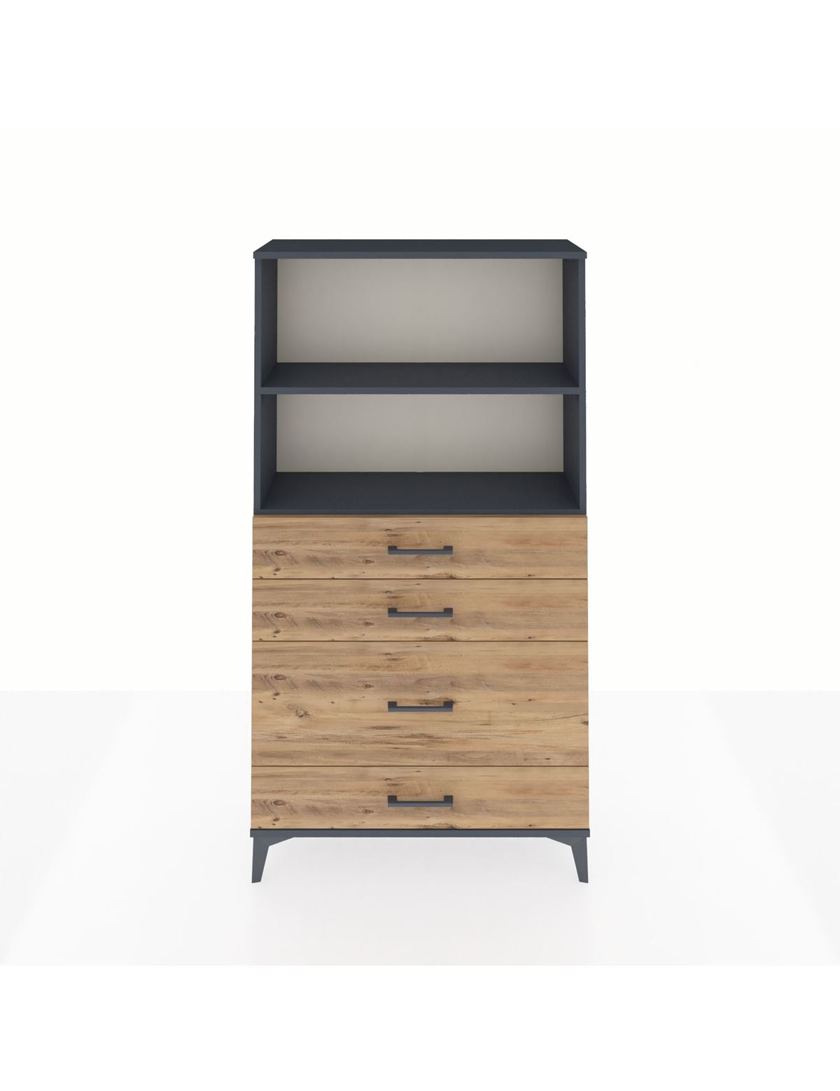 Arges Dolap 2 Raflı 4 Çekmeceli 88x30x163 Antrasit-Çam