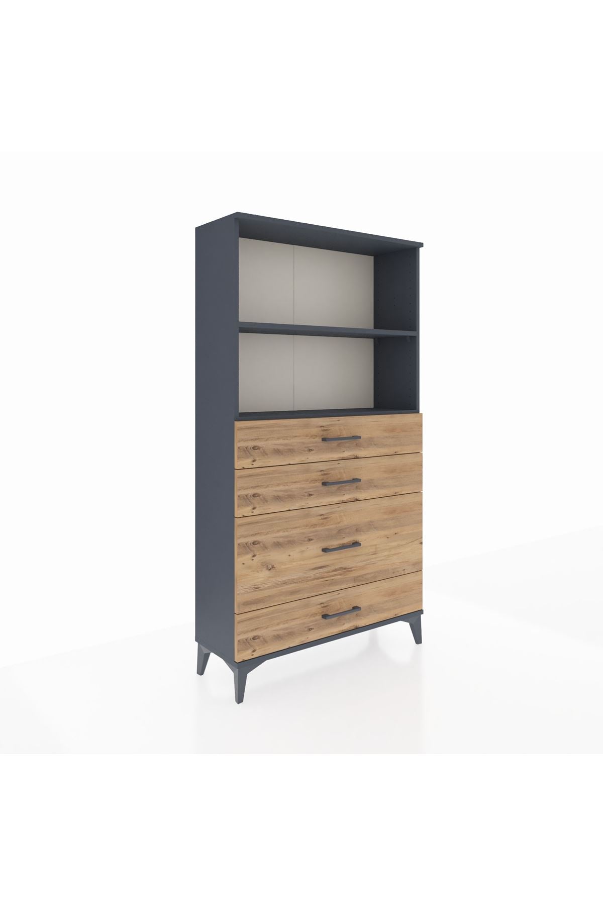 Arges Dolap 2 Raflı 4 Çekmeceli 88x30x163 Antrasit-Çam