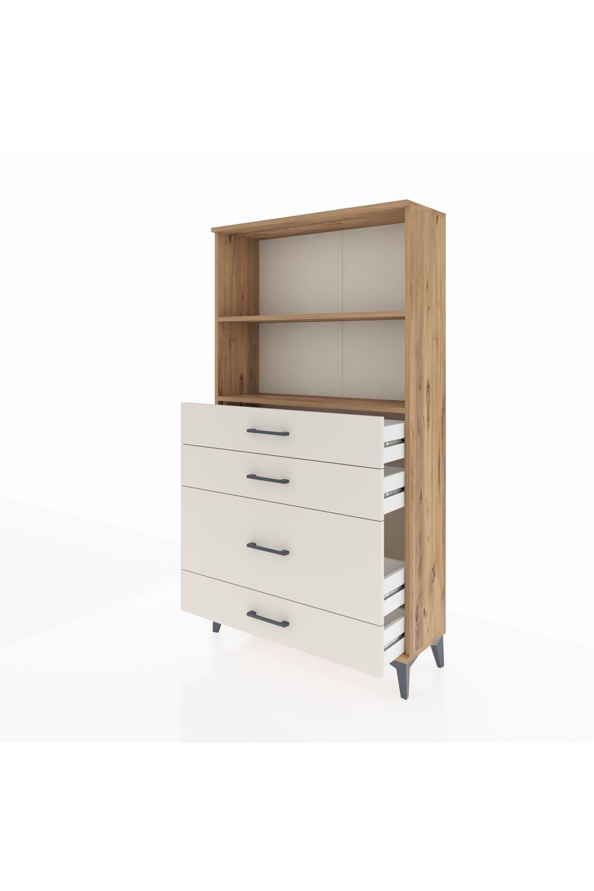 Arges Dolap 2 Raflı 4 Çekmeceli 88x30x163 Çam-Aytaşı