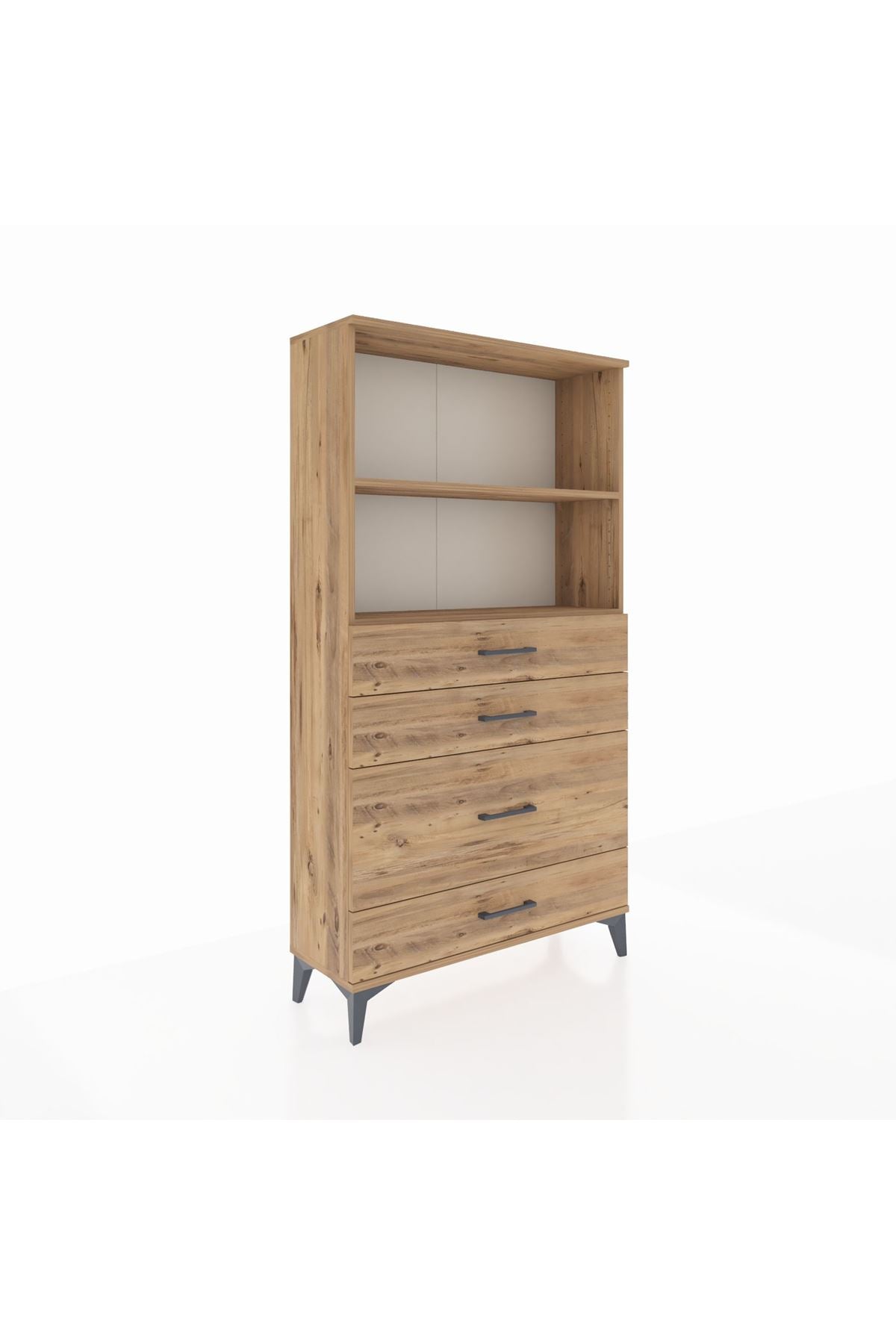 Arges Dolap 2 Raflı 4 Çekmeceli 88x30x163 Çam-Çam