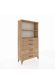 Arges Dolap 2 Raflı 4 Çekmeceli 88x30x163 Çam-Çam