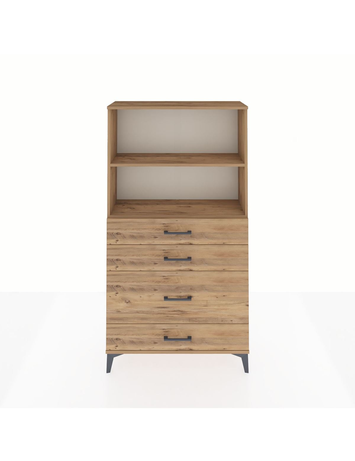 Arges Dolap 2 Raflı 4 Çekmeceli 88x30x163 Çam-Çam