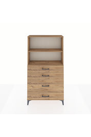 Arges Dolap 2 Raflı 4 Çekmeceli 88x30x163 Çam-Çam