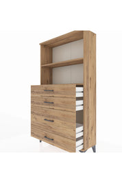 Arges Dolap 2 Raflı 4 Çekmeceli 88x30x163 Çam-Çam