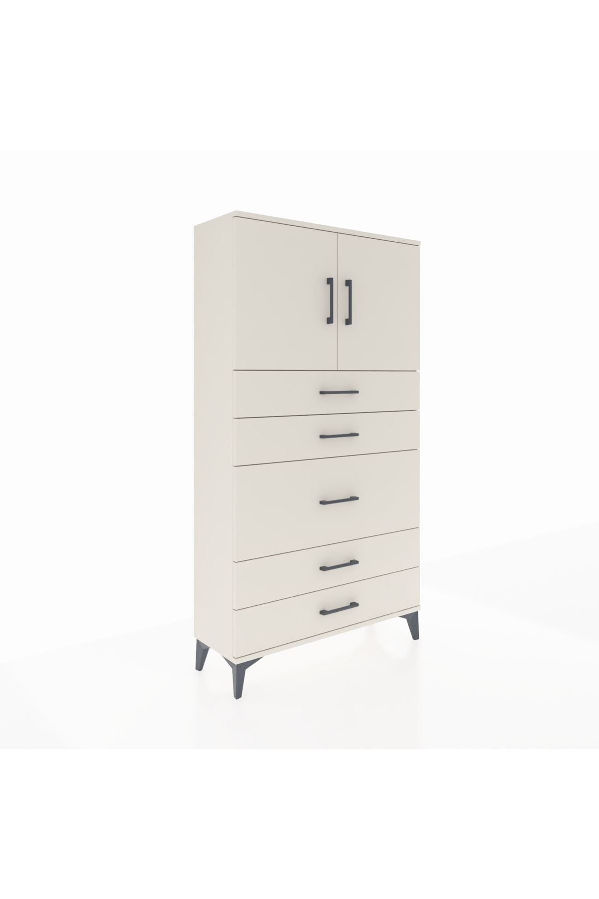 Arges Dolap 2 Raflı 5 Çekmeceli 2 Kapaklı 88x30x163 Aytaşı-Aytaşı