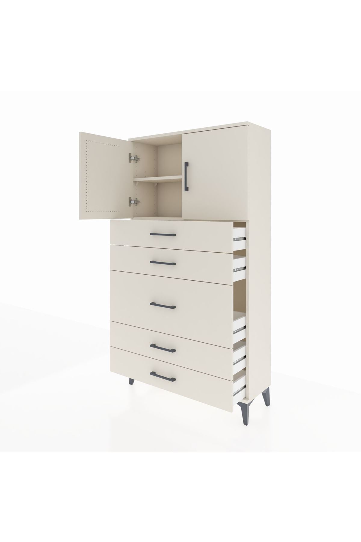 Arges Dolap 2 Raflı 5 Çekmeceli 2 Kapaklı 88x30x163 Aytaşı-Aytaşı