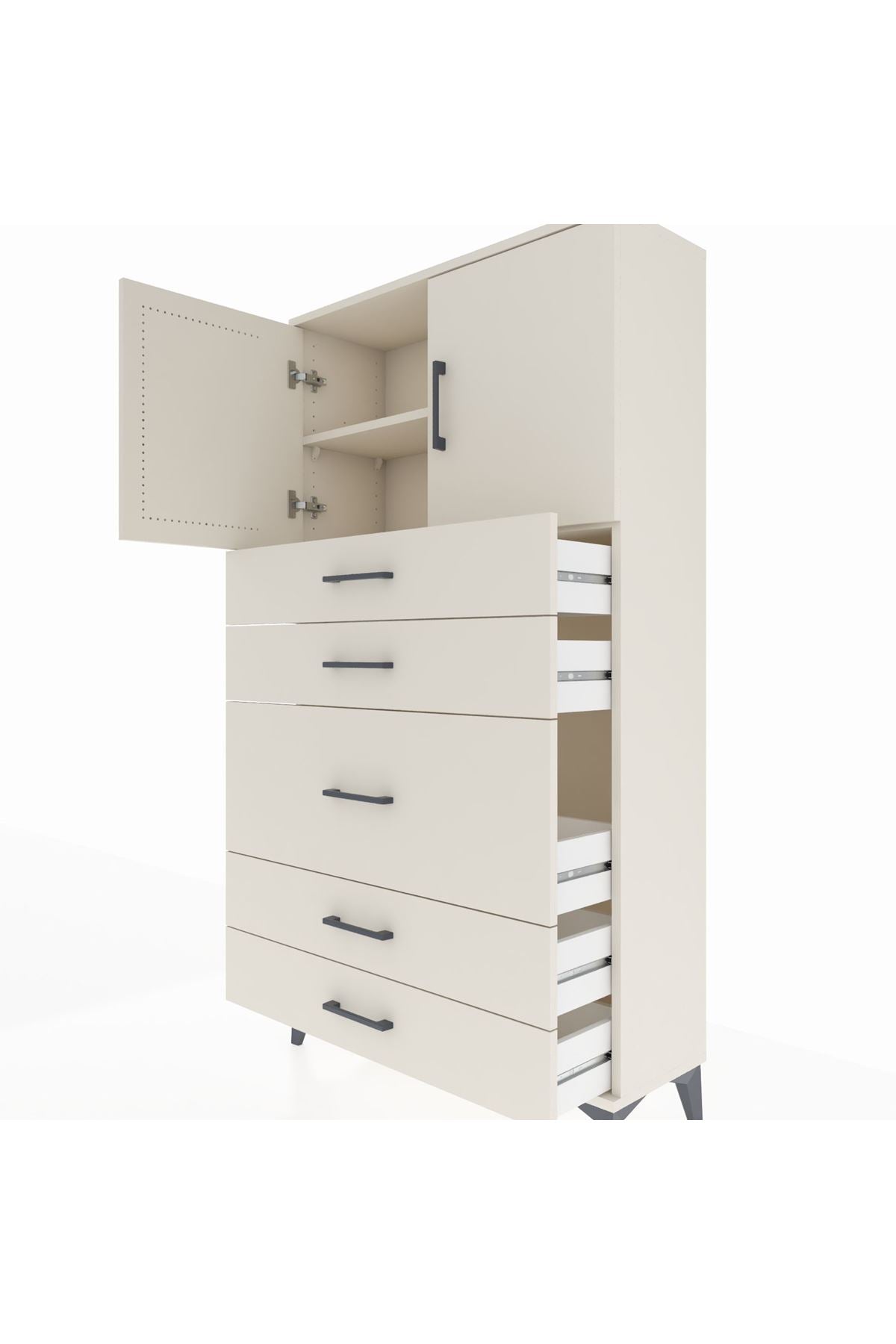 Arges Dolap 2 Raflı 5 Çekmeceli 2 Kapaklı 88x30x163 Aytaşı-Aytaşı