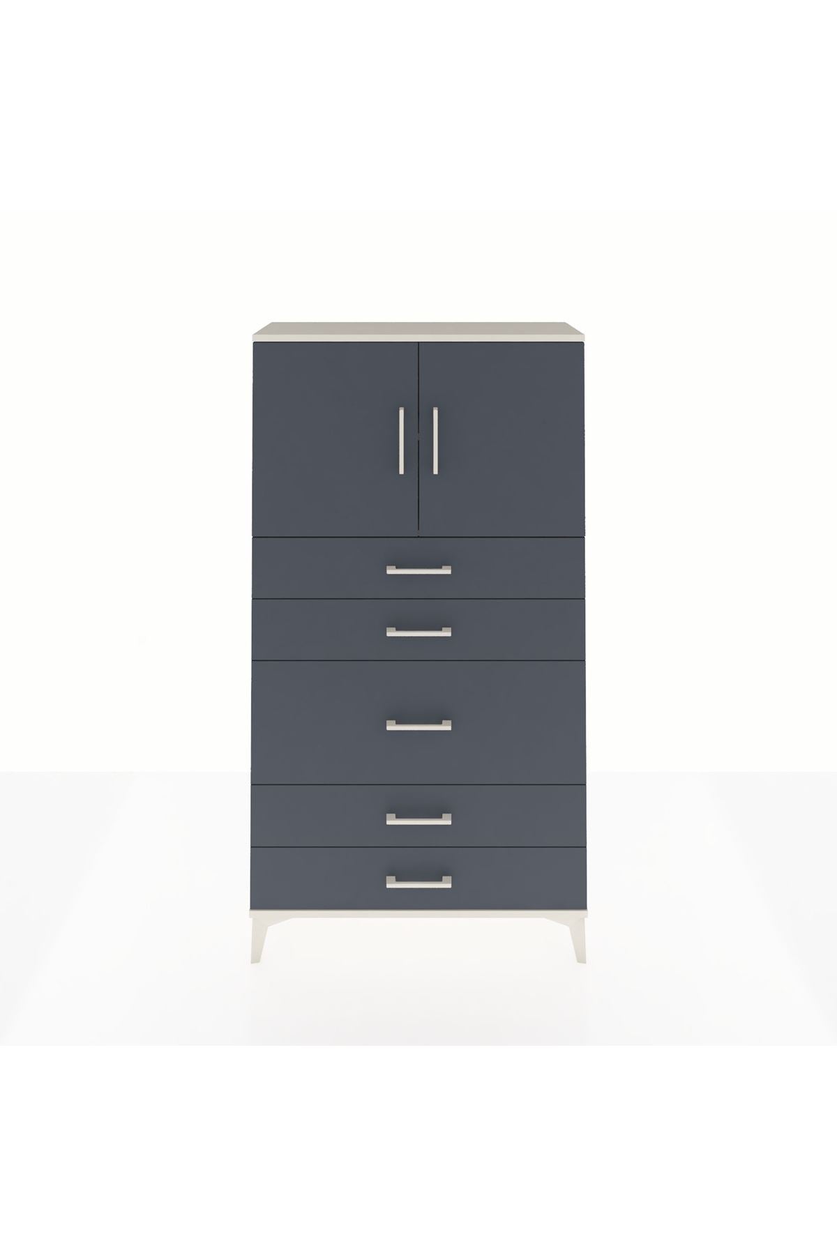 Arges Dolap 2 Raflı 5 Çekmeceli 2 Kapaklı 88x30x163 Aytaşı-Antrasit