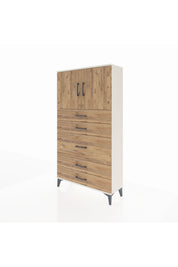 Arges Dolap 2 Raflı 5 Çekmeceli 2 Kapaklı 88x30x163 Aytaşı-Çam