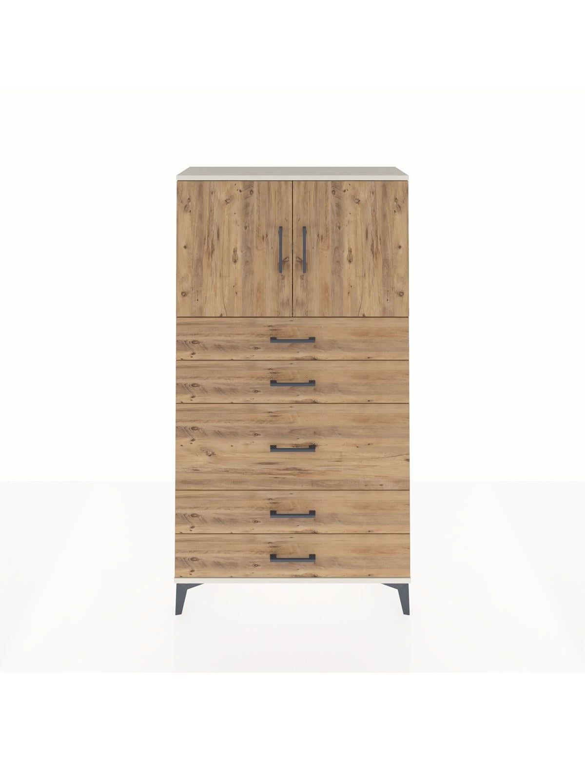 Arges Dolap 2 Raflı 5 Çekmeceli 2 Kapaklı 88x30x163 Aytaşı-Çam