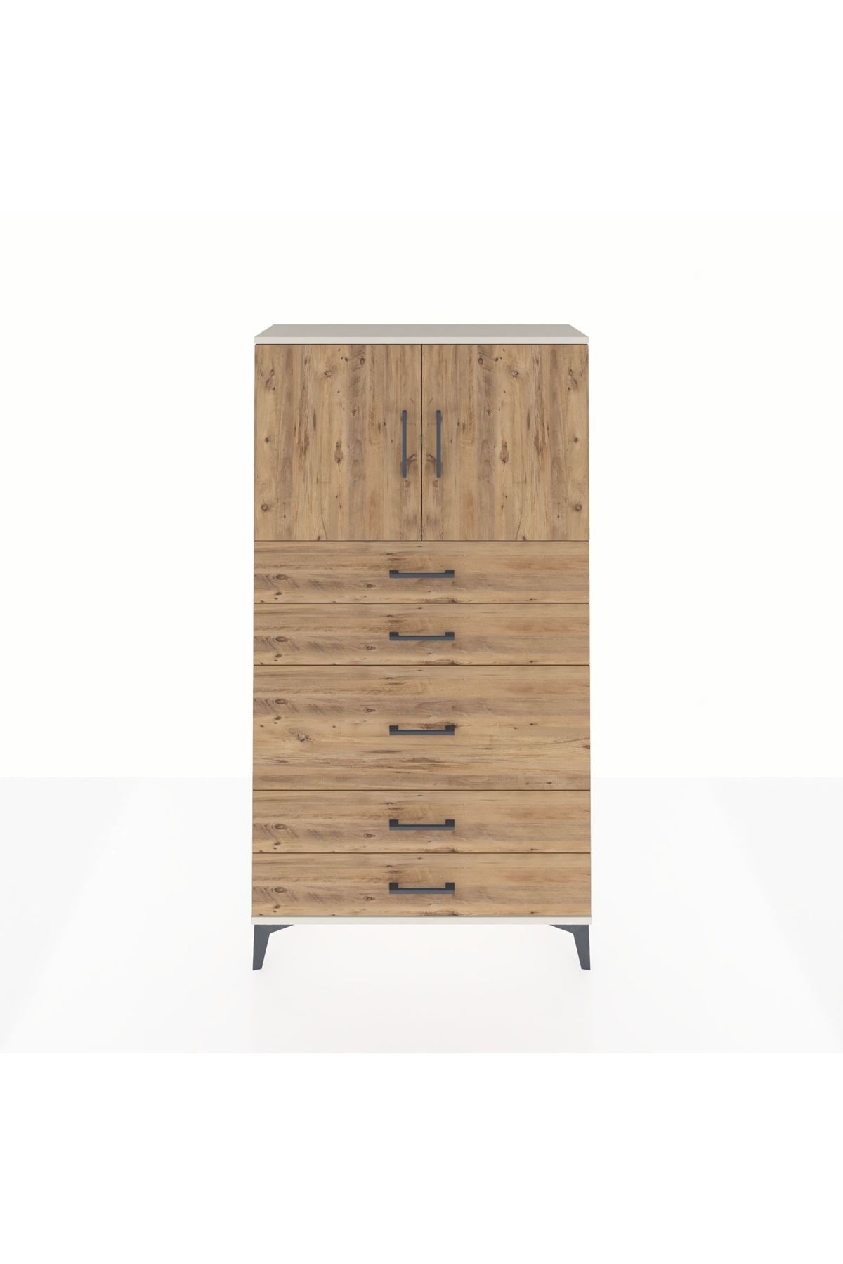 Arges Dolap 2 Raflı 5 Çekmeceli 2 Kapaklı 88x30x163 Aytaşı-Çam