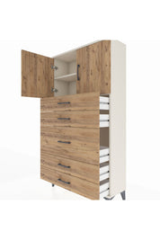 Arges Dolap 2 Raflı 5 Çekmeceli 2 Kapaklı 88x30x163 Aytaşı-Çam