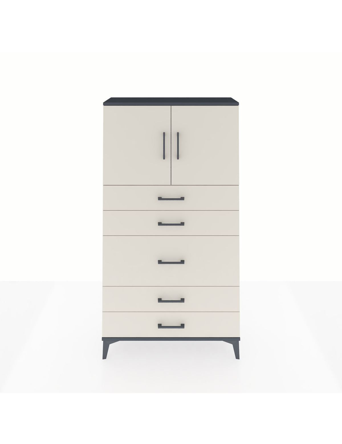 Arges Dolap 2 Raflı 5 Çekmeceli 2 Kapaklı 88x30x163 Antrasit-Aytaşı