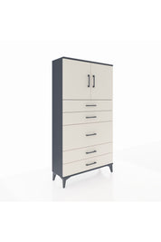 Arges Dolap 2 Raflı 5 Çekmeceli 2 Kapaklı 88x30x163 Antrasit-Aytaşı