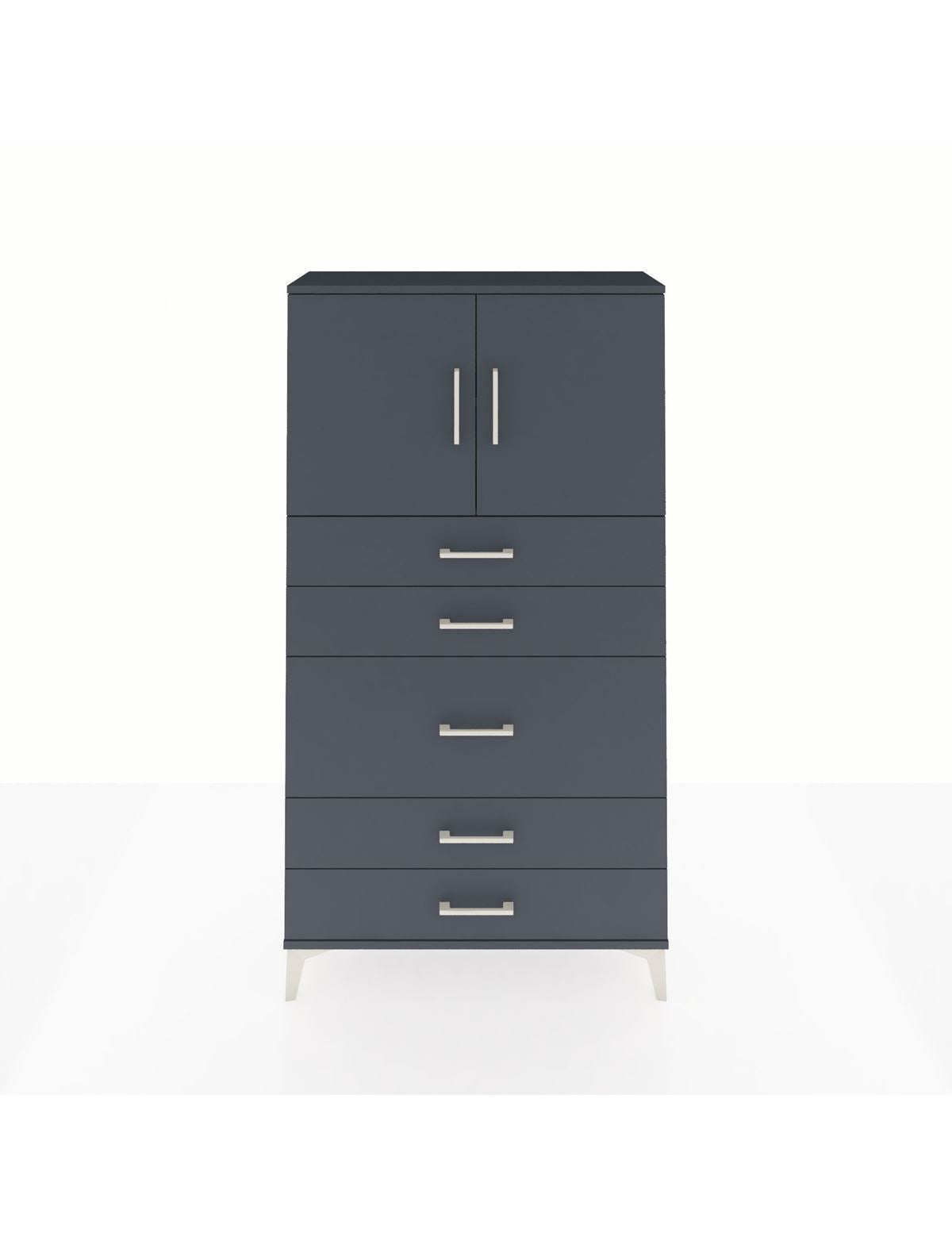 Arges Dolap 2 Raflı 5 Çekmeceli 2 Kapaklı 88x30x163 Antrasit-Antrasit