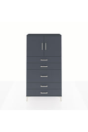 Arges Dolap 2 Raflı 5 Çekmeceli 2 Kapaklı 88x30x163 Antrasit-Antrasit