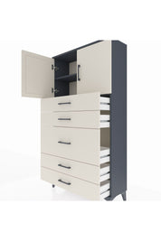 Arges Dolap 2 Raflı 5 Çekmeceli 2 Kapaklı 88x30x163 Antrasit-Aytaşı