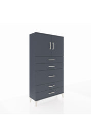 Arges Dolap 2 Raflı 5 Çekmeceli 2 Kapaklı 88x30x163 Antrasit-Antrasit