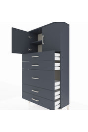 Arges Dolap 2 Raflı 5 Çekmeceli 2 Kapaklı 88x30x163 Antrasit-Antrasit