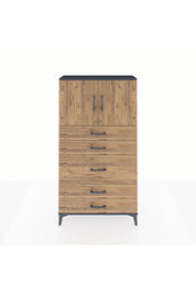 Arges Dolap 2 Raflı 5 Çekmeceli 2 Kapaklı 88x30x163 Antrasit-Çam