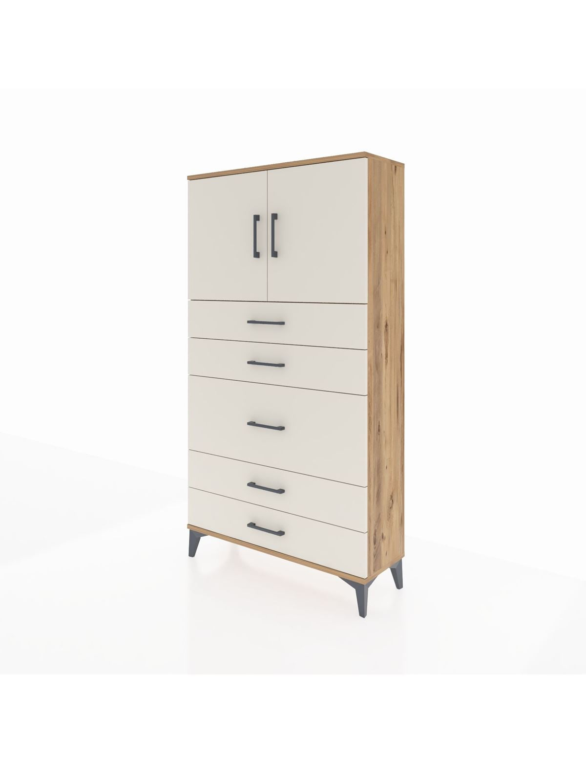 Arges Dolap 2 Raflı 5 Çekmeceli 2 Kapaklı 88x30x163 - S21M164V7A