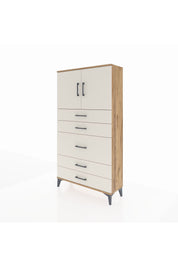 Arges Dolap 2 Raflı 5 Çekmeceli 2 Kapaklı 88x30x163 Çam-Aytaşı