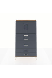 Arges Dolap 2 Raflı 5 Çekmeceli 2 Kapaklı 88x30x163 Çam-Antrasit