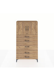 Arges Dolap 2 Raflı 5 Çekmeceli 2 Kapaklı 88x30x163 Çam-Çam