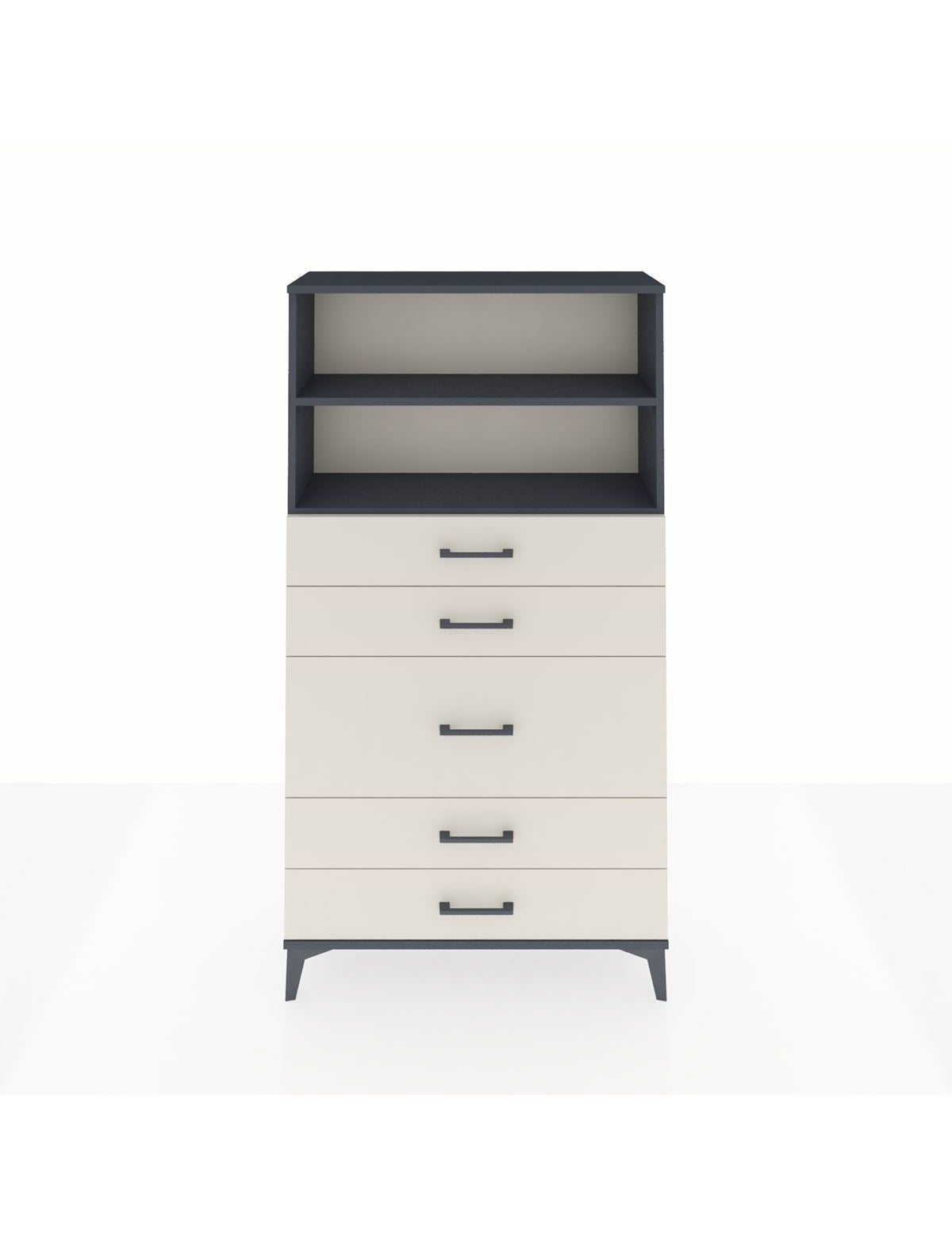 Arges Dolap 2 Raflı 5 Çekmeceli 88x30x163 Antrasit-Aytaşı