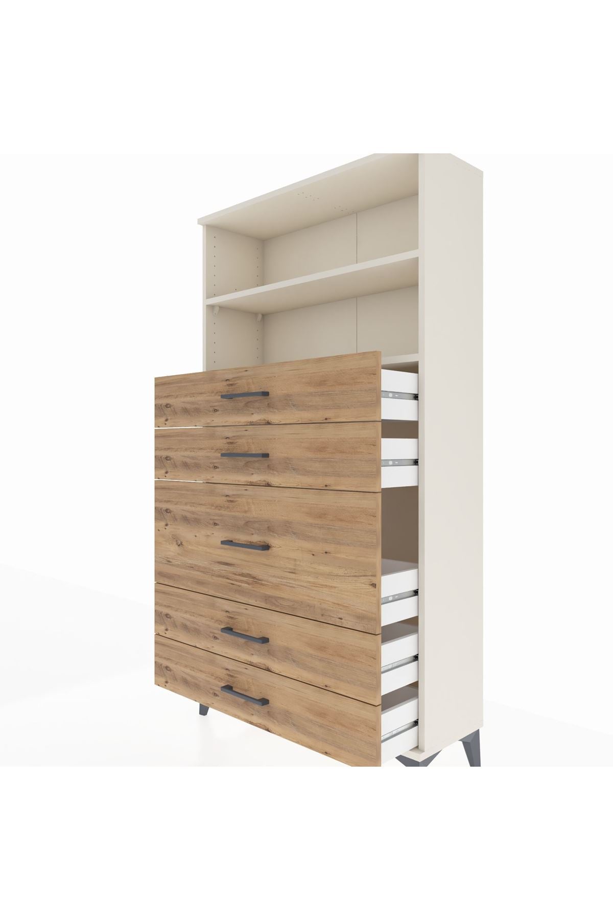 Arges Dolap 2 Raflı 5 Çekmeceli 88x30x163 Aytaşı-Çam